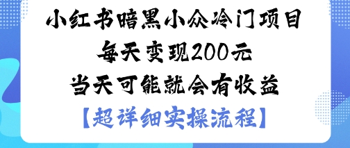 小红书暗黑小众冷门项目每天变现2张当天可能就会有收益-网赚项目平台