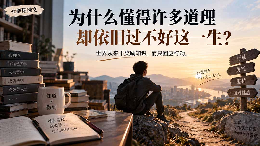 社群精选文：为什么懂得许多道理却依旧过不好这一生？-网赚项目平台
