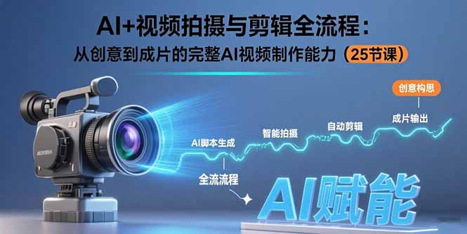 AI+视频拍摄与剪辑全流程：从创意到成片的完整AI视频制作能力(25节课-网赚项目平台