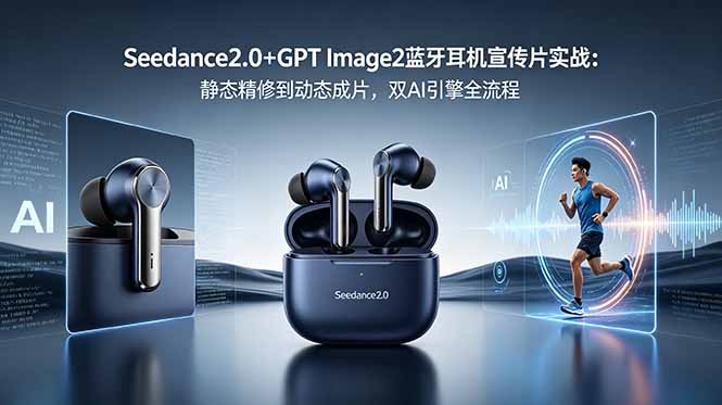 Seedance2.0+GPT Image2蓝牙耳机宣传片实战：静态精修到动态成片，双AI引擎全流程-网赚项目平台