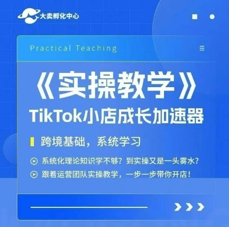 大卖家孵化中心TikTok实操课，TikTok小店成长加速器，跨境基础系统学习，一步一步带你开店-网赚项目平台