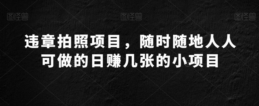 违章拍照项目，随时随地人人可做的日赚几张的小项目-网赚项目平台