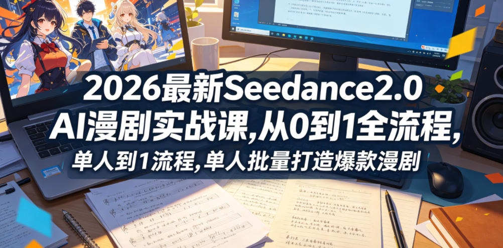 2026最新Seedance2.0 AI漫剧实战课,，从0到1全流程，单人批量打造爆款漫剧-网赚项目平台