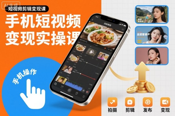 手机短视频变现实操课，短视频剪辑变现课-网赚项目平台