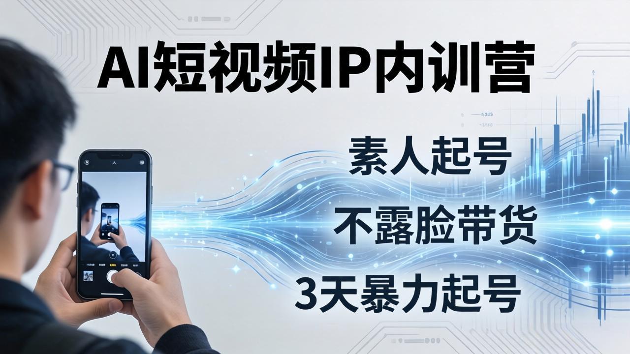2026AI短视频IP内训营：从素人起号到不露脸带货，3天暴力起号全流程拆解-网赚项目平台