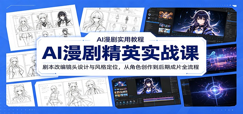 AI漫剧精英实战课：剧本改编镜头设计与风格定位，从角色创作到后期成片全流程-网赚项目平台