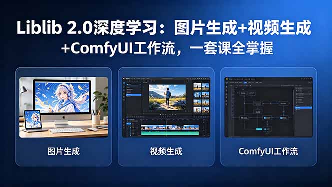 Liblib 2.0深度学习：图片生成+视频生成+ComfyUI工作流，一套课全掌握-网赚项目平台