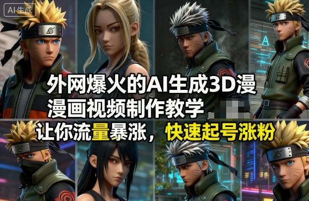 外网爆火的AI生成3D漫画视频制作教学，让你流量暴涨，快速起号涨粉！-网赚项目平台