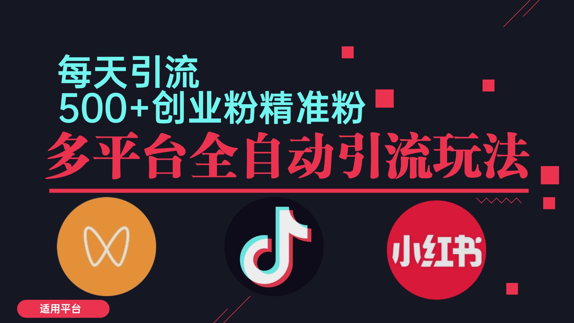 小红书抖音视频号截流自热全平台引流打法，全自动引流【日引2000+精准…-网赚项目平台