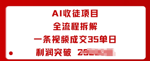 AI收徒项目全流程拆解一条视频成交35单日利润突破1k+-网赚项目平台