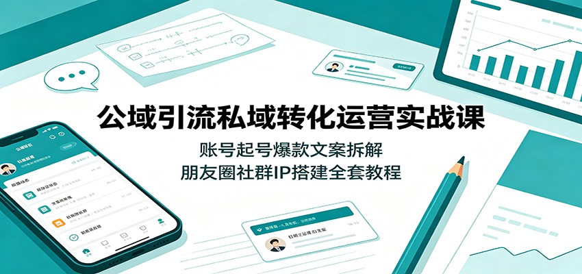 公域引流私域转化运营实战课：账号起号爆款文案拆解，朋友圈社群IP搭建全套教程-网赚项目平台