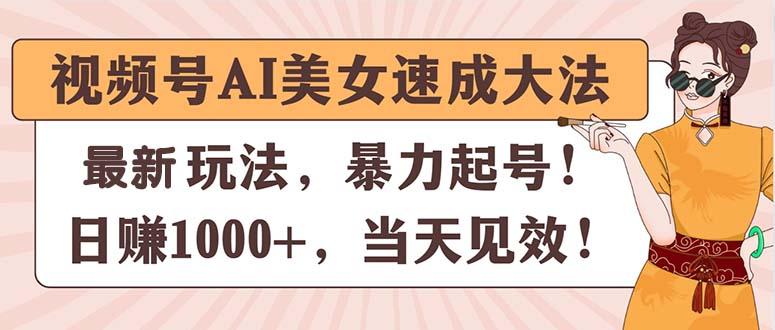 视频号AI美女速成大法，暴力起号，日赚1000+，当天见效-网赚项目平台