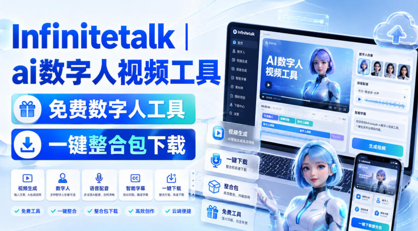 Infinitetalk丨ai数字人视频工具，免费数字人工具，一键整合包下载-网赚项目平台