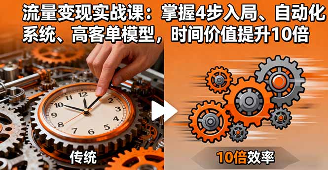 流量变现实战课：掌握4步入局、自动化系统、高客单模型，时间价值提升10倍-网赚项目平台
