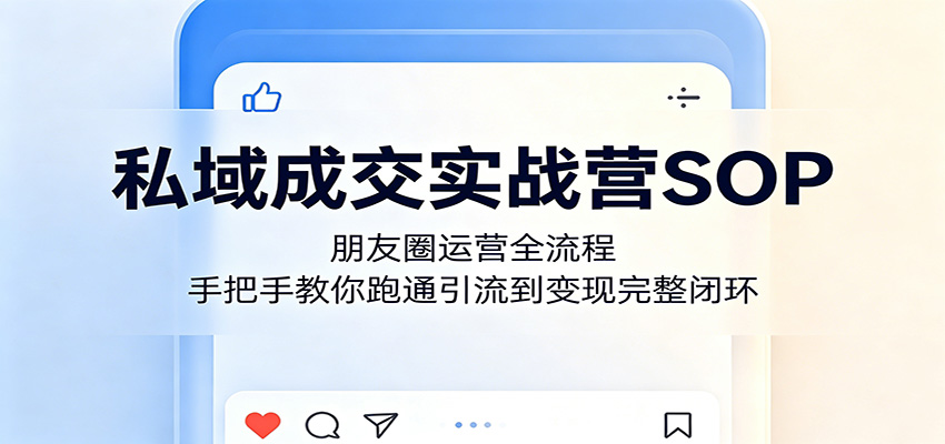 私域成交实战营SOP:朋友圈运营全流程,手把手教你跑通引流到变现完整闭环-网赚项目平台