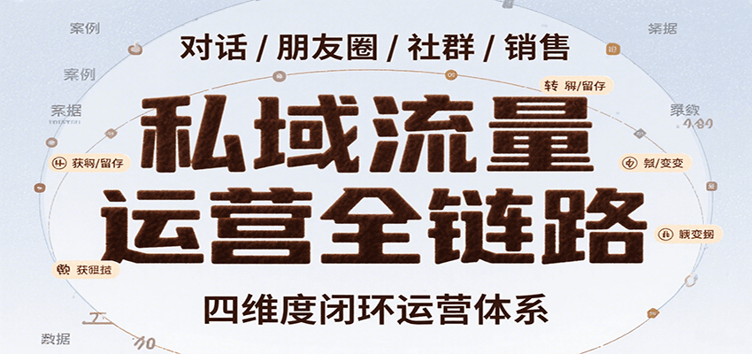 私域流量运营全链路，开场对话设计、朋友圈运营、社群管理、一对一销售SOP-网赚项目平台