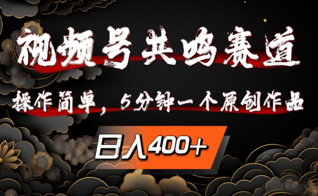 视频号共鸣赛道，操作简单，5分钟1个原创作品，日入几张【揭秘】-网赚项目平台