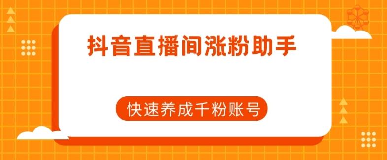 抖音直播间涨粉助手，快速养成千粉账号-网赚项目平台
