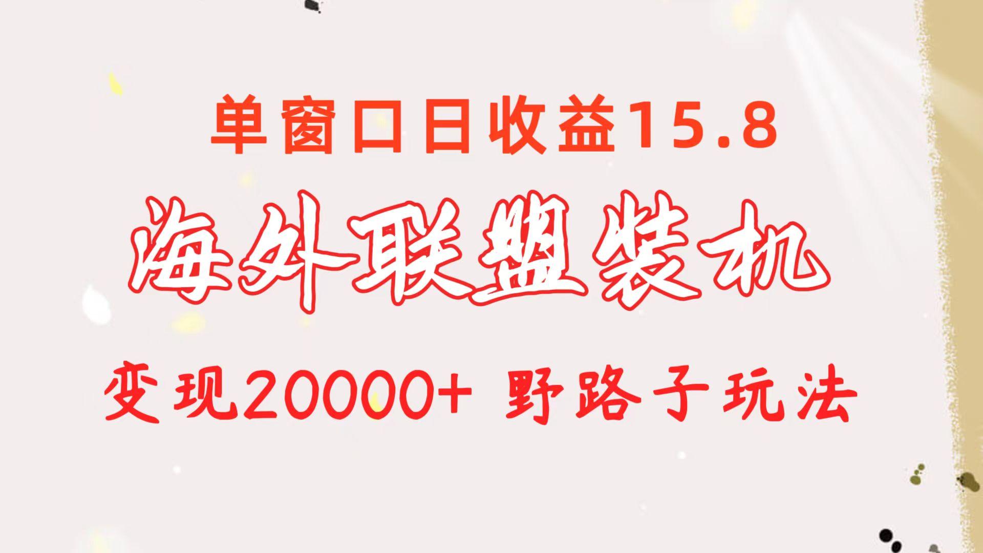 海外联盟装机 单窗口日收益15.8  变现20000+ 野路子玩法-网赚项目平台