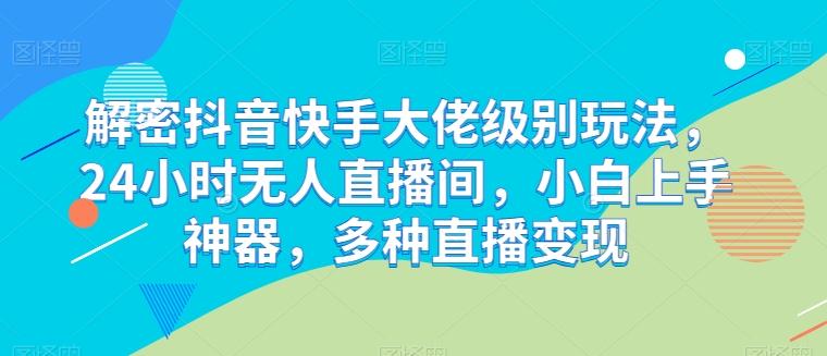 解密抖音快手大佬级别玩法，24小时无人直播间，小白上手神器，多种直播变现【揭秘】-网赚项目平台