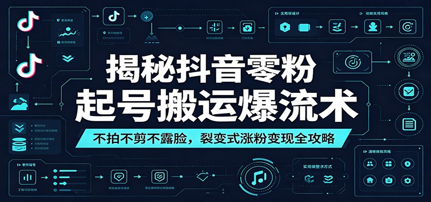 揭秘抖音零粉起号搬运爆流术：不拍不剪不露脸，裂变式涨粉变现全攻略-网赚项目平台