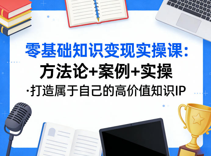 零基础知识变现实操课，方法论+案例+实操，打造属于自己的高价值知识IP-网赚项目平台