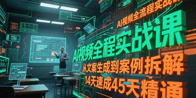 AI视频全流程实战课，从文案生成到案例拆解，14天速成45天精通-网赚项目平台