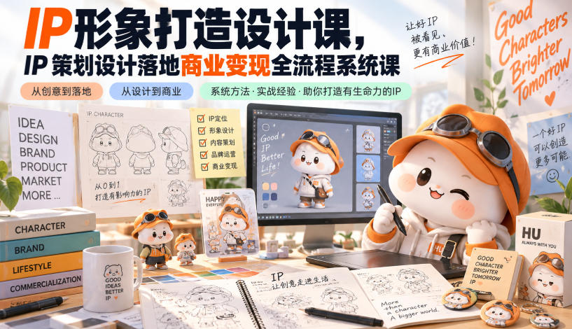 IP形象打造设计课，IP策划设计落地商业变现全流程系统课-网赚项目平台
