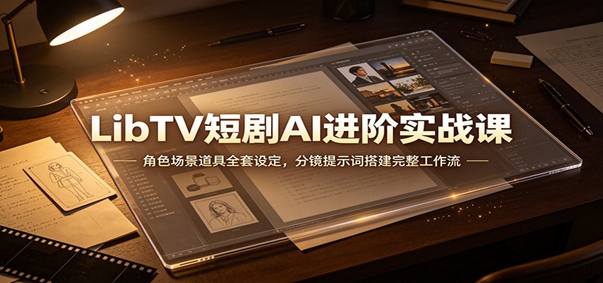 LibTV短剧AI进阶实战课：角色场景道具全套设定，分镜提示词搭建完整工作流-网赚项目平台