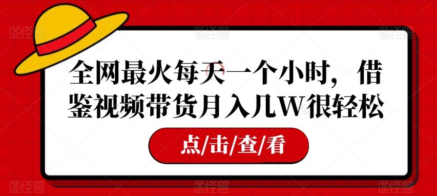 全网最火每天一个小时，借鉴视频带货月入几W很轻松【揭秘】-网赚项目平台