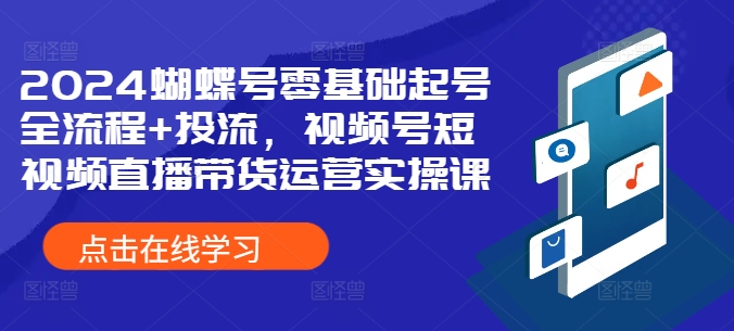 2024蝴蝶号零基础起号全流程+投流，视频号短视频直播带货运营实操课-网赚项目平台
