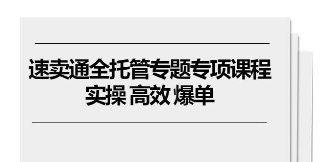 速卖通 全托管专题专项课程，实操 高效 爆单(11节课-网赚项目平台