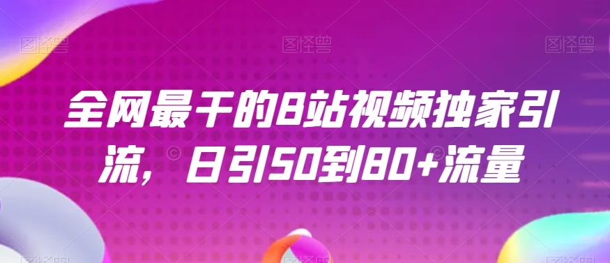全网最干的B站视频独家引流，日引50到80+流量【揭秘】-网赚项目平台