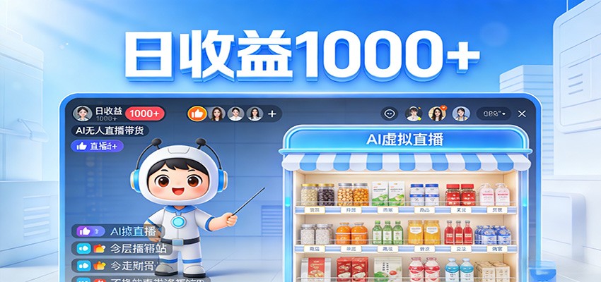 不用露脸不用说话，24小时自动卖货赚钱，全天自动直播，收益看得见-网赚项目平台