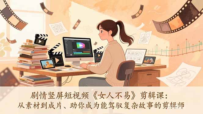 剧情竖屏短视频《女人不易》剪辑课:从素材到成片、助你成为能驾驭复杂故事的剪辑师-网赚项目平台