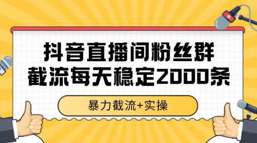 抖音直播间粉丝群暴力截流，一台电脑每天稳定2000条数据【揭秘】-网赚项目平台