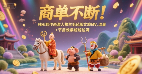 商单不断！纯AI制作西游人物羊毛毡版文旅MV，流量+节目效果统统拉满-网赚项目平台
