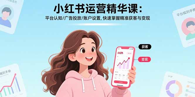 小红书运营精华课-更新：平台认知/广告投放/账户设置,快速掌握精准获客与变现-网赚项目平台