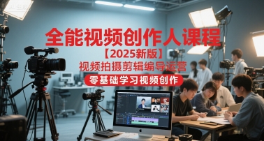 全能视频创作人课程【2025新版】视频拍摄剪辑编导运营，零基础学习视频创作-网赚项目平台