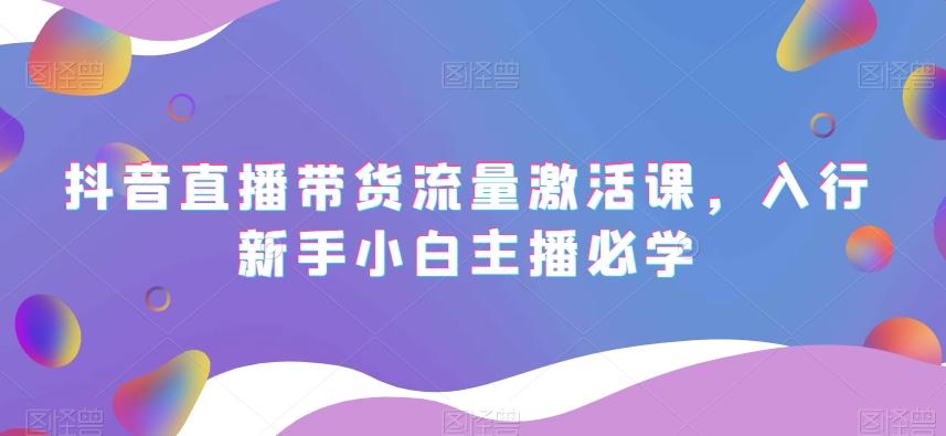 抖音直播带货流量激活课，入行新手小白主播必学-网赚项目平台