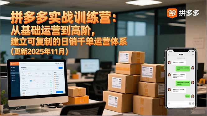 拼多多实战训练营:从基础运营到高阶,建立可复制的日销千单运营体系(更新11月-网赚项目平台