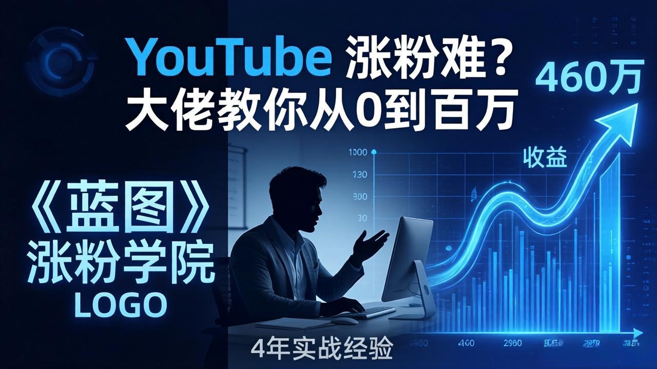 YouTube 涨粉难？《蓝图涨粉学院》：4 年赚 460 万的大佬教策略，从0到百万有路径！-网赚项目平台