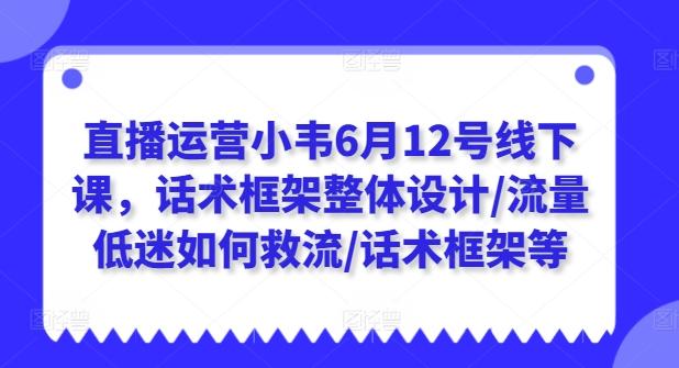 直播运营小韦6月12号线下课，话术框架整体设计/流量低迷如何救流/话术框架等-网赚项目平台