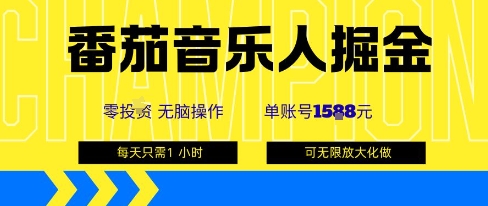 番茄音乐人掘金,单账号最高可撸1k+,可无限矩阵去做,零投入-网赚项目平台