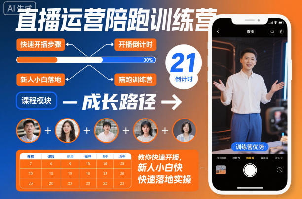直播运营陪跑训练营,教你快速开播,新人小白快速落地实操-网赚项目平台