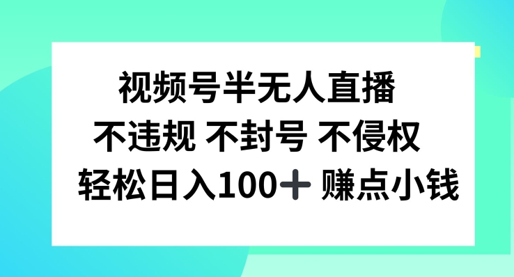 视频号半无人直播，不违规不封号，轻松日入100+【揭秘】-网赚项目平台