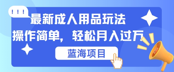 最新成人用品项目玩法，操作简单，动动手，轻松日入几张【揭秘】-网赚项目平台
