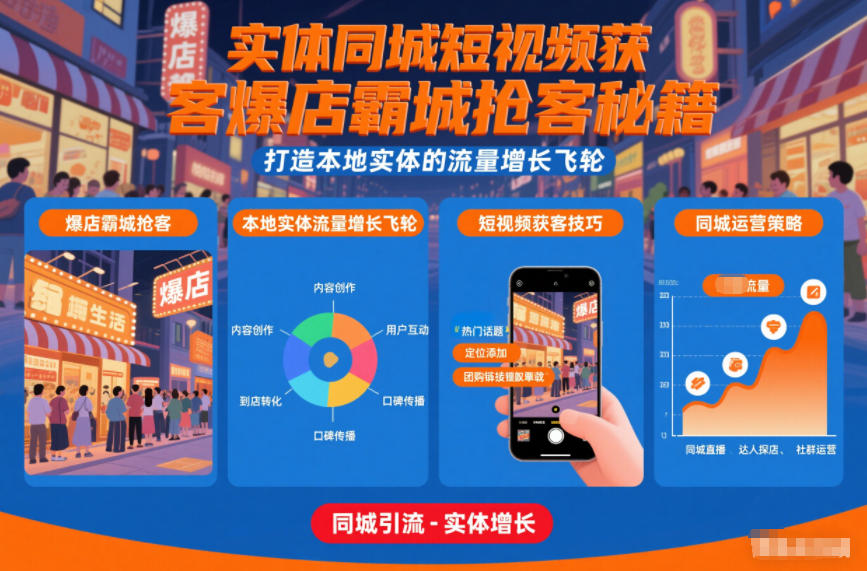 实体同城短视频获客爆店霸城抢客秘籍，打造本地实体的流量增长飞轮-网赚项目平台