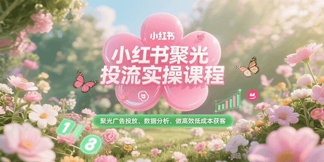 小红书聚光投流实操课程，聚光广告投放、数据分析、做高效低成本获客-网赚项目平台