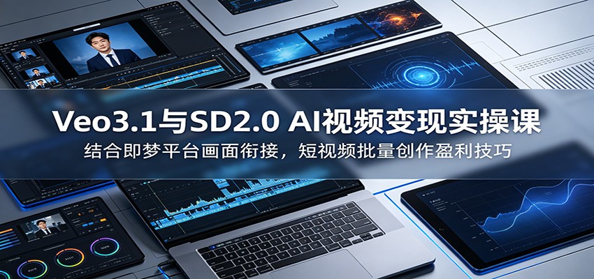 Veo3.1与SD2.0 AI视频变现实操课课：结合即梦平台画面衔接，短视频批量创作盈利技巧-网赚项目平台